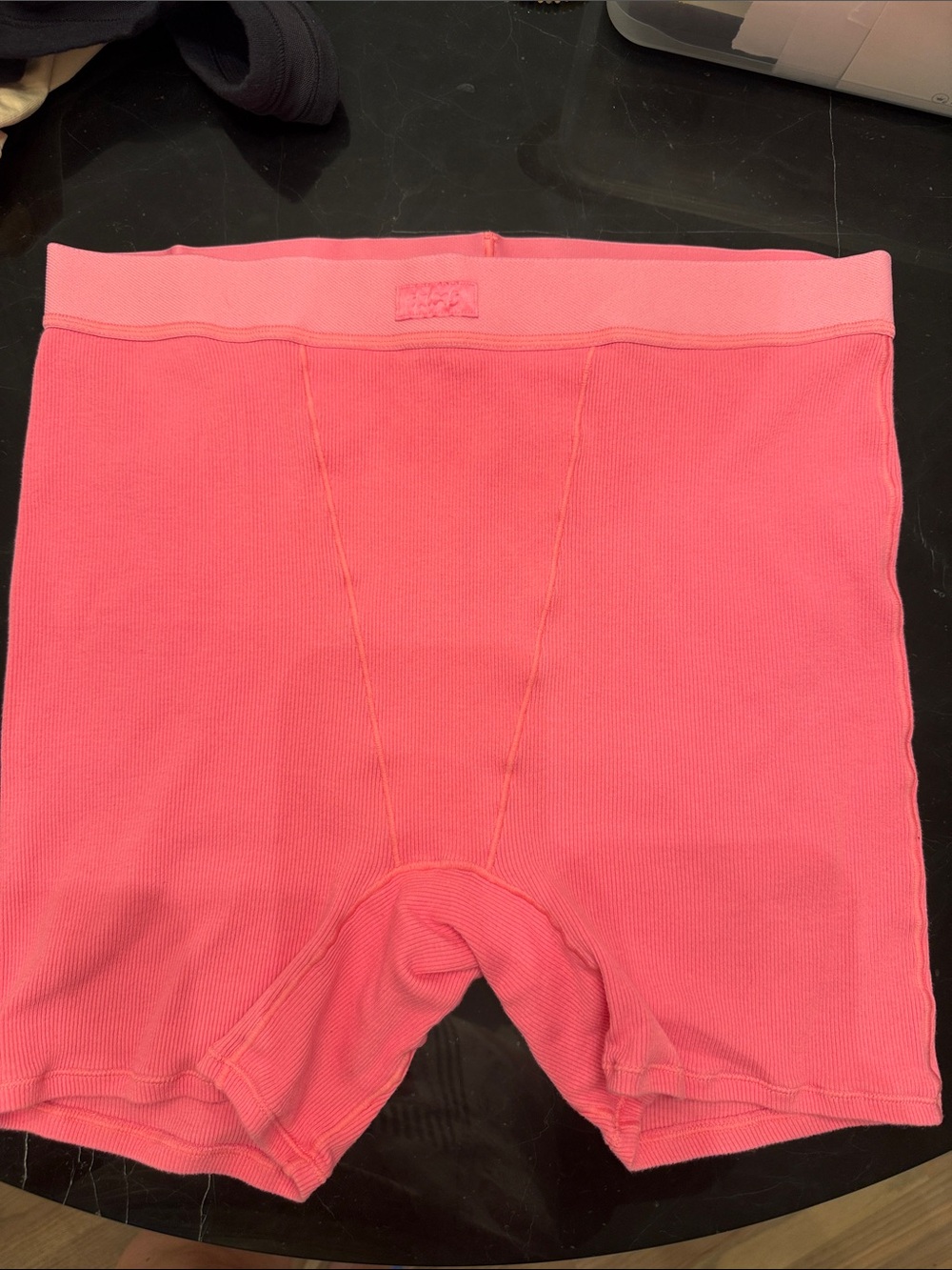SKIMS Cotton Rib Bike Shorts - Sugar Pink - Picture 3 of 3